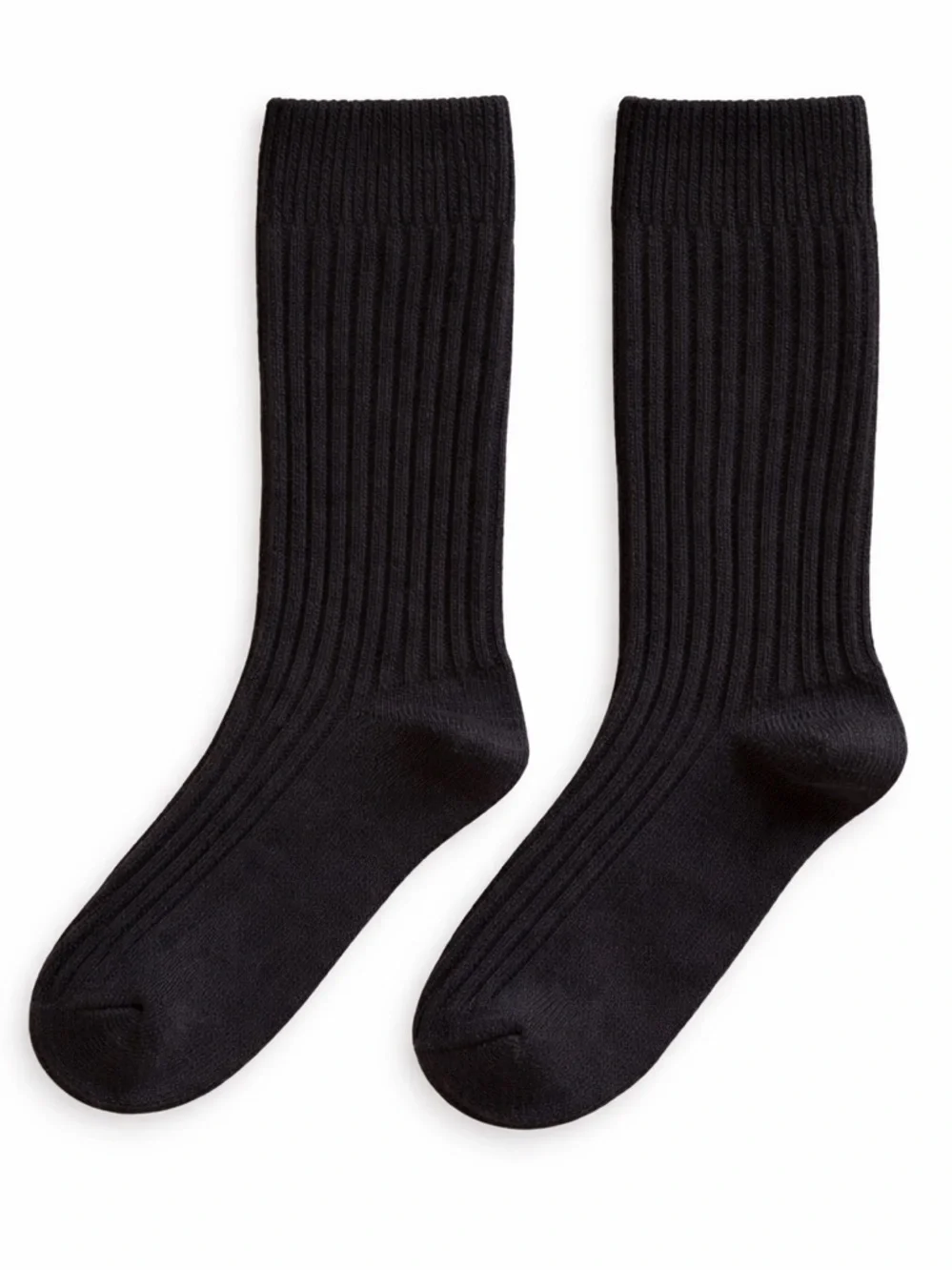 Dark Brown Ribbed Crew Socks